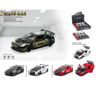 Racing Sports Car Die-Cast Model – Pull-Back Car with Lights, Sound & Openable Doors