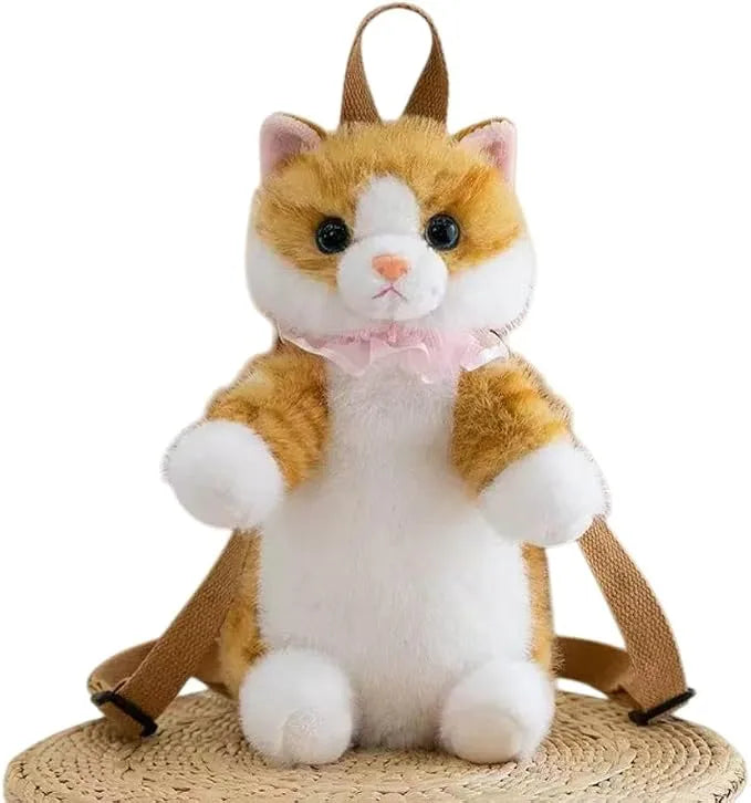 Realistic Orange Tabby Cat Backpack – Interactive Plush Cat Bag with Moving Head & Sound
