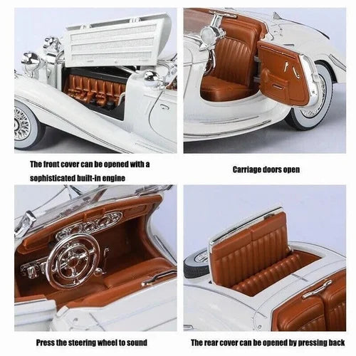 1:18 500K Vintage Alloy Model Car – Classic Luxury Roadster with Opening Parts