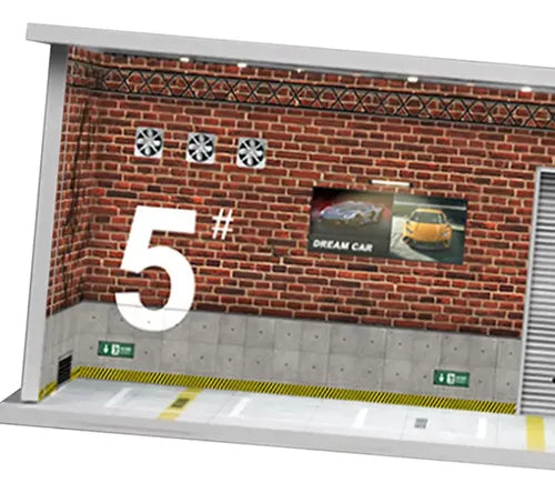 1:64 Scene Parking Diorama – Miniature Car Garage & Parking Display 30 × 13 × 11 cm