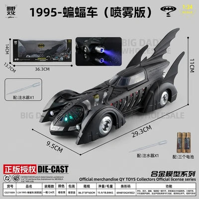 1:24 1995 Batmobile Die-Cast Model Car – Batman Collectible with Light & Spray Effect