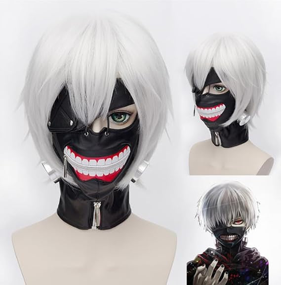 Ken Kaneki wig and mask cosplay reference