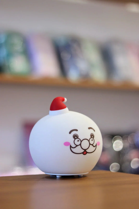 Santa Claus Christmas Night Light – Cute Round LED Bedside Lamp & Holiday Décor