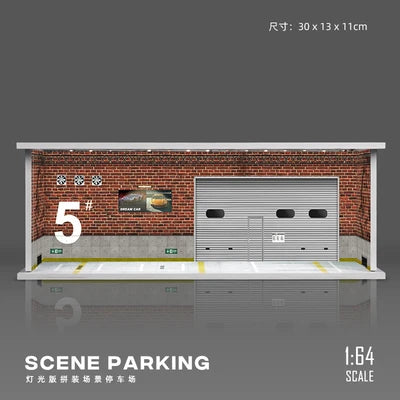 1:64 Scene Parking Diorama – Miniature Car Garage & Parking Display 30 × 13 × 11 cm