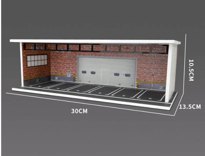 1:64 Scene Parking Diorama – Miniature Car Garage & Parking Display 30 × 13 × 11 cm