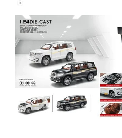 Toyota Land Cruiser 200 1:24 Die-Cast Model Car – Pull-Back SUV with Lights, Sound & Openable Doors