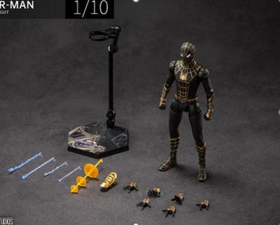 Spider-Man Black & Gold 1/10 Scale Action Figure – Marvel Collectible with Web Effects