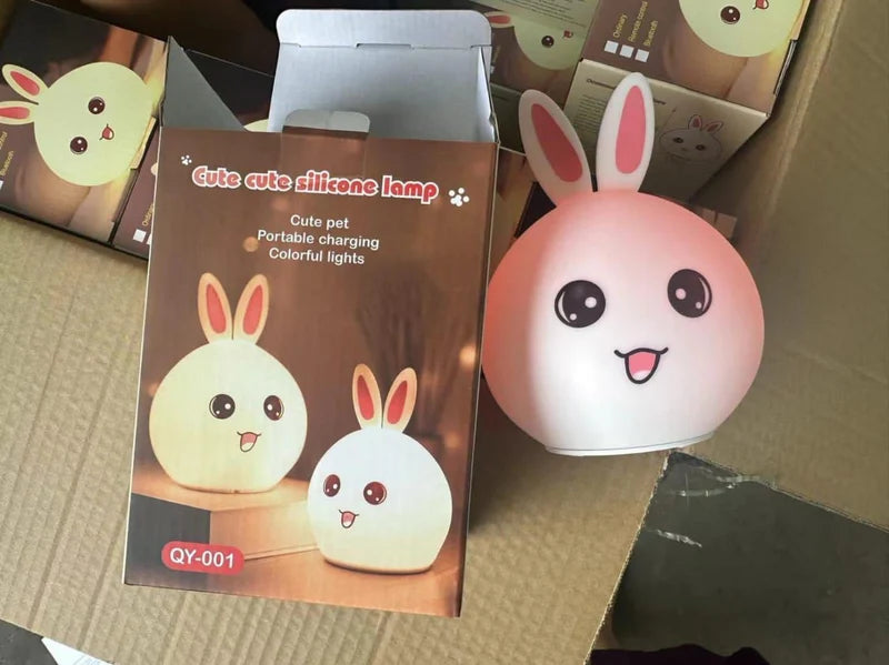 Cute Bunny LED Night Light – Rabbit Bedside Mood Lamp for Kids & Bedroom Decor