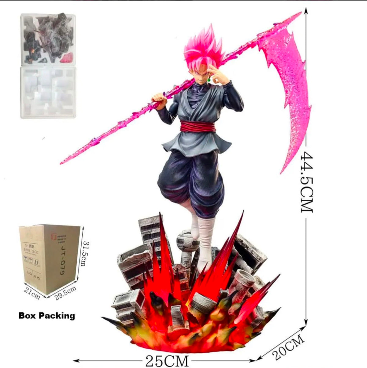 Dragon Ball Super Goku Black Super Saiyan Rosé Deluxe Resin Statue with Energy Scythe – Premium Anime Collectible Figure (44.5 cm)