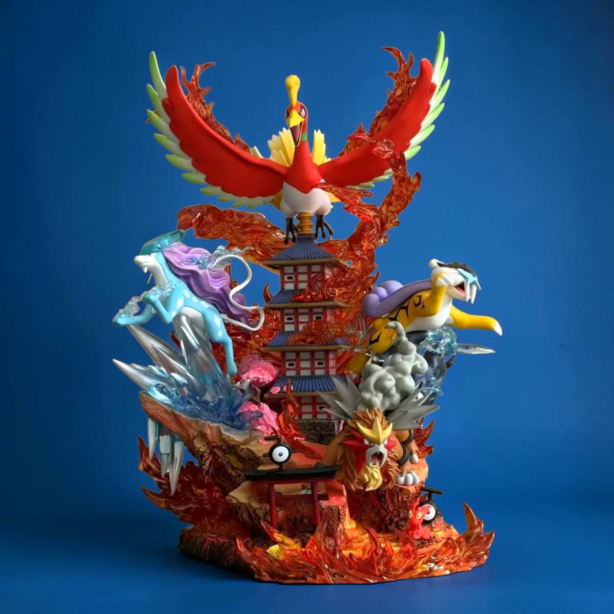 Johto Legendary Beasts & Ho-Oh LED Statue