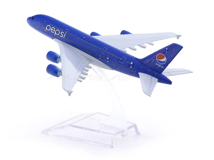 Pepsi Passenger Aircraft Model with Display Stand – Blue Commercial Airplane Collectible