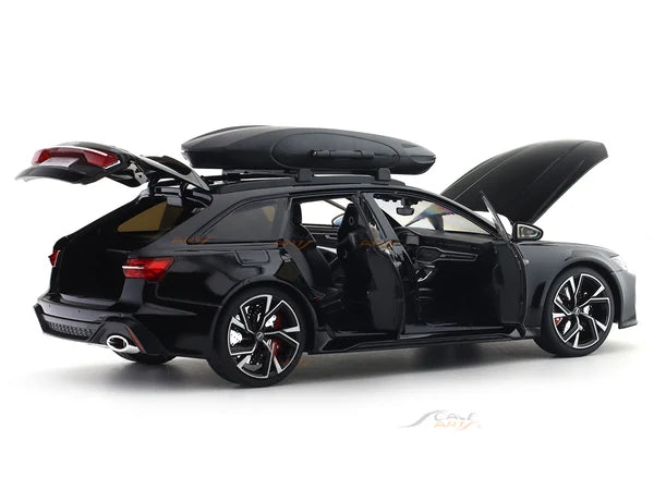 Audi RS 6 Avant 1:18 Die-Cast Model Car – Black Alloy Estate with Roof Box