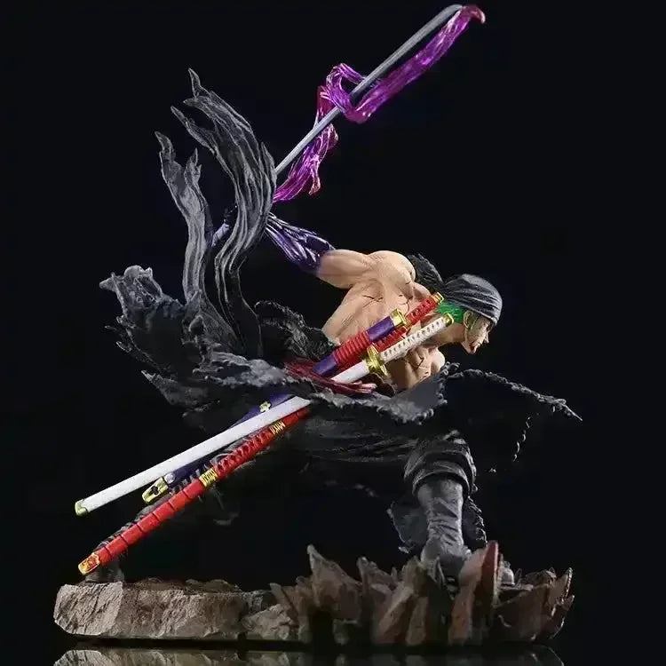 One Piece Roronoa Zoro Figure – Dynamic Battle Diorama Statue with Swords & Effect Base