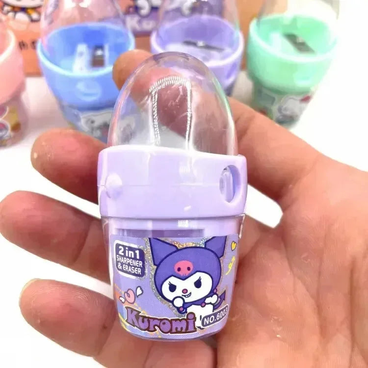 Kuromi 2-in-1 Pencil Sharpener & Eraser – Sanrio Kawaii School Stationery