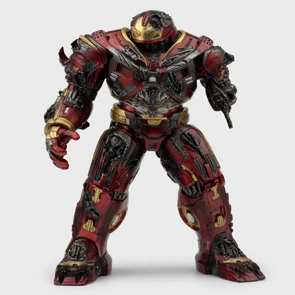 Hulkbuster prototype-style collectible figure, red and gold armor front view