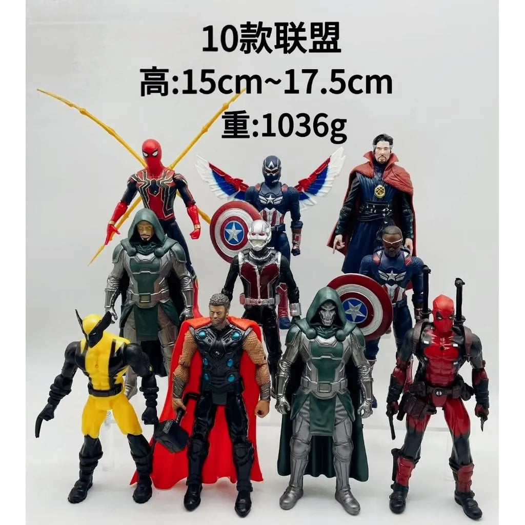 Marvel 10-Piece Superhero Figure Set – Spider-Man, Captain America, Thor, Wolverine, Deadpool & More
