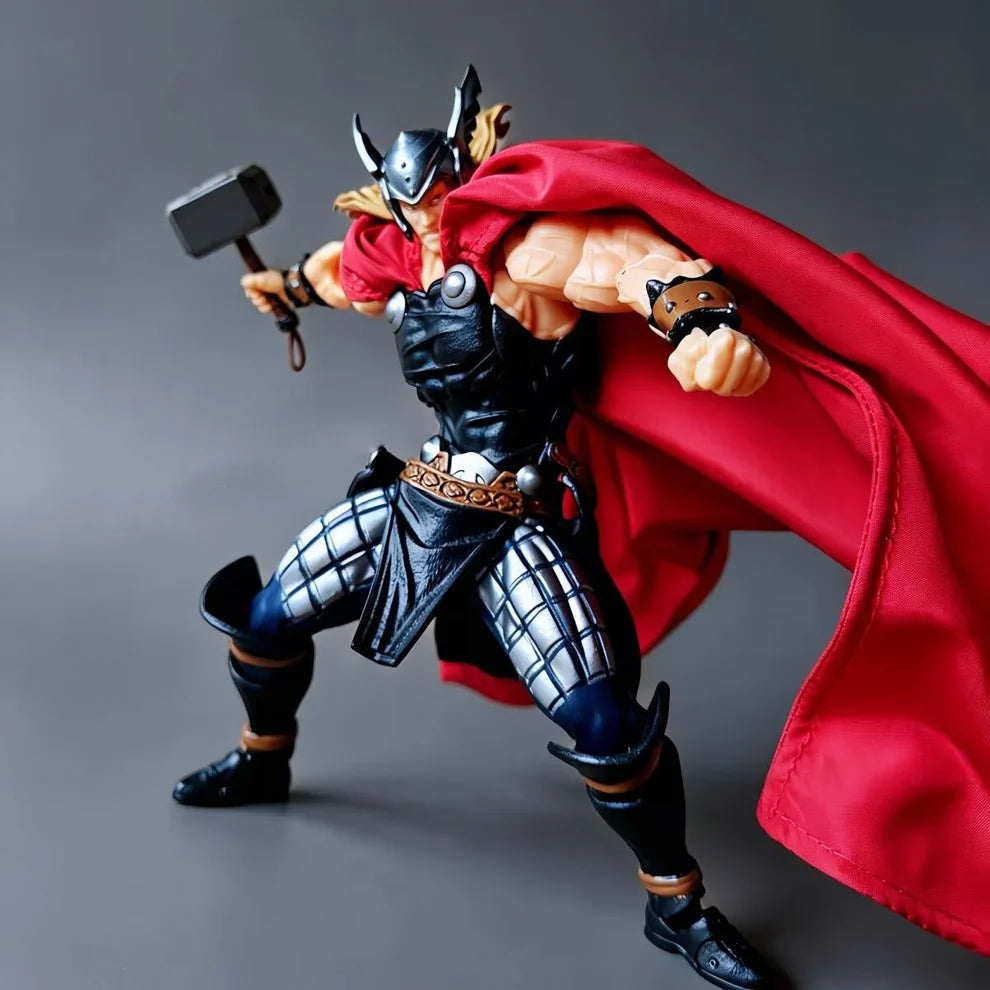 Revoltech Amazing Yamaguchi Thor Action Figure 18cm – Marvel Comics, Mjolnir, Fabric Cape & Lightning Effects