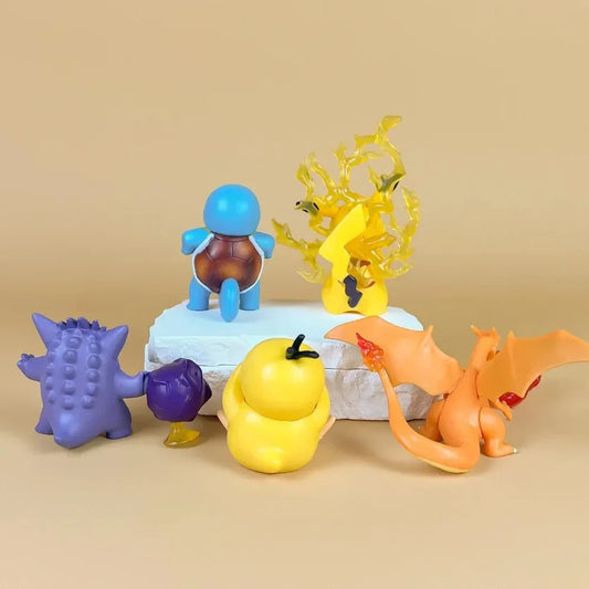 Pokémon 5-Piece Mini Figure Set – Pikachu Charizard Gengar Psyduck & Squirtle PVC Collectibles