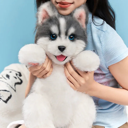 Realistic Husky Dog Bag Backpack – Interactive Plush Puppy with Head-Wagging & Sound