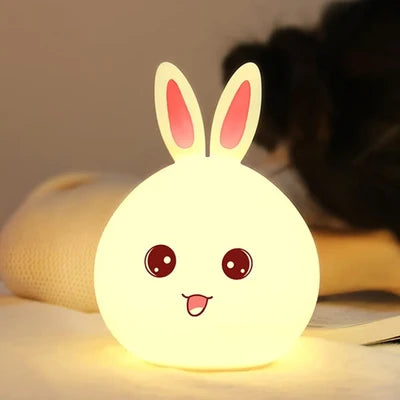 Cute Bunny LED Night Light – Rabbit Bedside Mood Lamp for Kids & Bedroom Decor