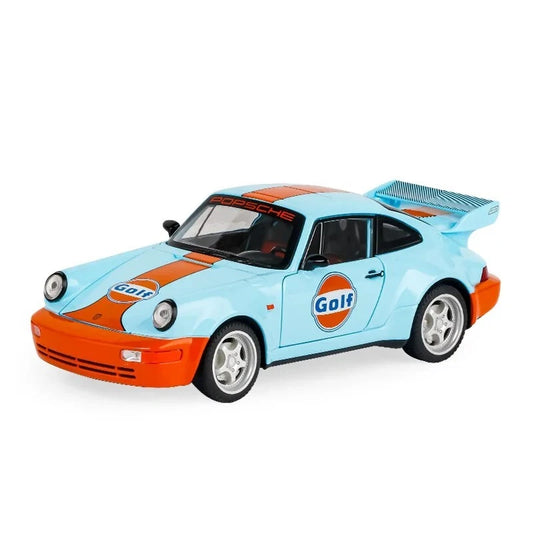 1:24 Porsche 964 Gulf Racing Die-Cast Model Car – Alloy Sports Car with Opening Parts, Lights & Sound