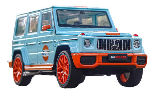1:18 G63 Gulf Edition Alloy Model SUV – Light Blue & Orange with Opening Functions