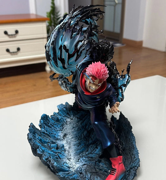 Yuji Itadori Jujutsu Kaisen PVC Figure 17cm – Dynamic Battle Pose with Blue-Black Cursed Energy Effect & Rocky Base
