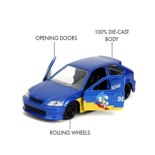 Jada Toys Sonic the Hedgehog 1997 Honda Civic Type R 1:32 Die-Cast Model Car
