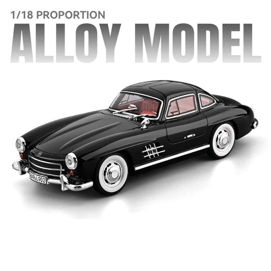 1:18 Mercedes-Benz 300 SL Gullwing Vintage Alloy Model Car – Black with Red Interior