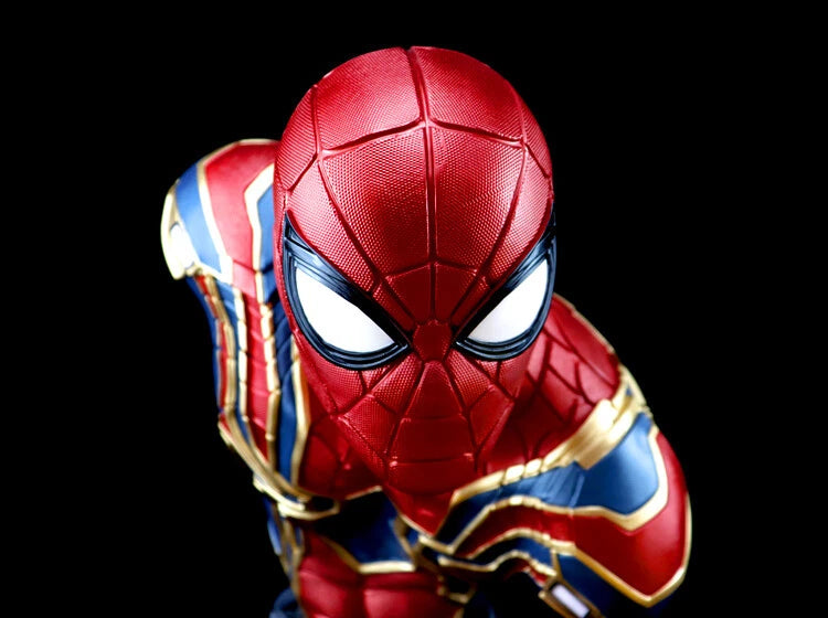 Iron Spider Spider-Man Bust Figure – Marvel Red Blue & Gold Armor Collectible Display Statue