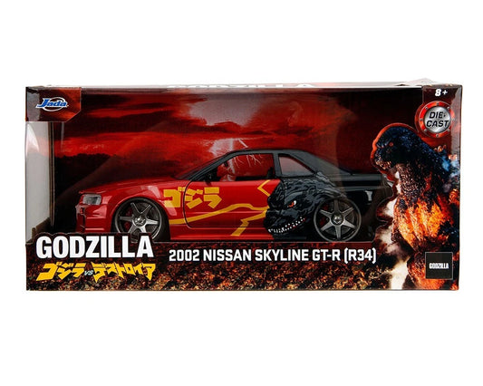 Jada Toys Godzilla 2002 Nissan Skyline GT-R R34 – 1:24 Die-Cast Model