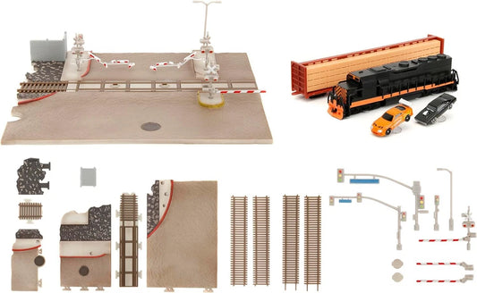 Fast & Furious Final Race Train Crossing 1:64 Nano Diorama with 2 Die-Cast Cars – Jada Toys