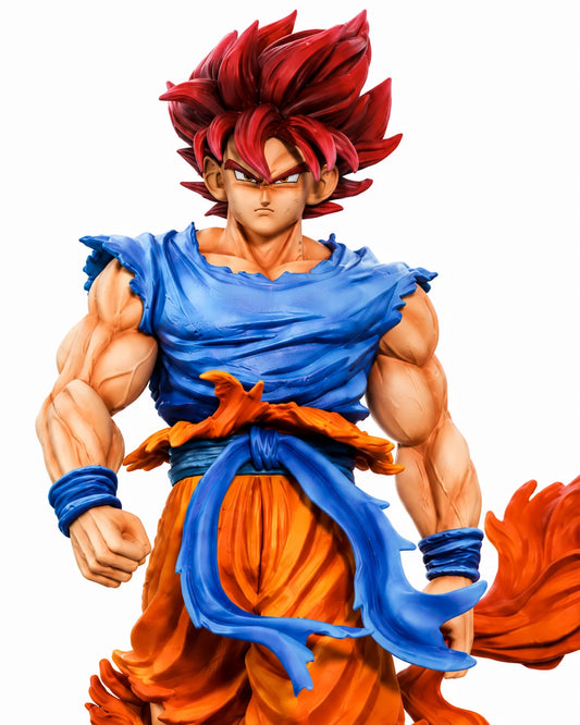 Super Saiyan Blue Goku Figure 33cm – Super Blue Wukong PVC Statue with Light-Up Energy Base