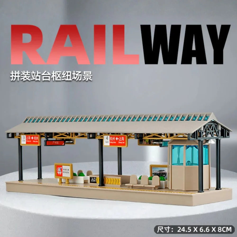 1:64 Railway Station Platform Diorama – DIY Miniature Train Station with Canopy & Station Details
