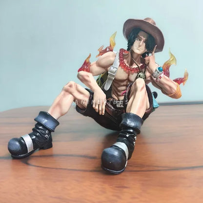 Portgas D. Ace Sitting PVC Figure with WANTED Poster | One Piece Fire Fist Collectible Anime Statue Gift Box Edition (12 cm)