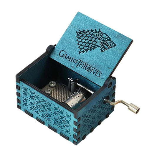 Game of Thrones Wooden Music Box | House Stark Direwolf Hand Crank Gift