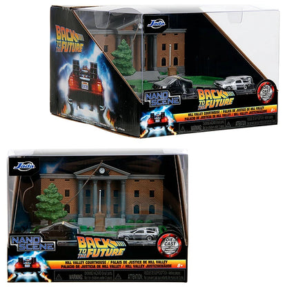 Back to the Future Hill Valley Courthouse Nano Scene Diorama with 2 Die-Cast Vehicles – Jada Toys