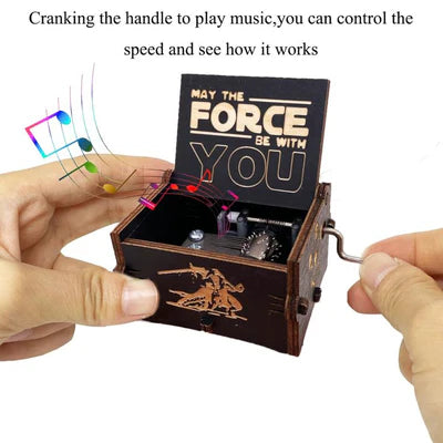 Star Wars Hand Crank Wooden Music Box – May the Force Be With You
