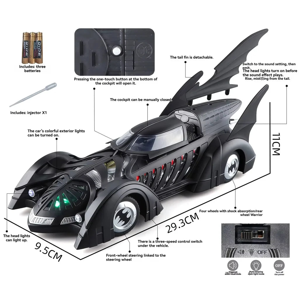 1:24 1995 Batmobile Die-Cast Model Car – Batman Collectible with Light & Spray Effect