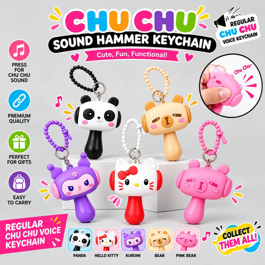 Chuchu Sound Hammer Voice Keychain – Cute Kawaii Character Keyring