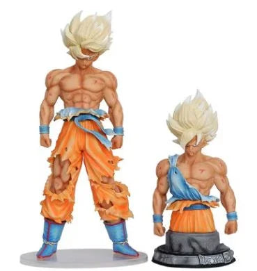 42cm Super Saiyan Goku PVC Dragon Ball collectible figure with interchangeable head and upper body
