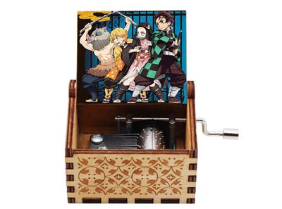 Demon Slayer Wooden Music Box | Tanjiro & Nezuko Hand Crank Mechanical Collectible