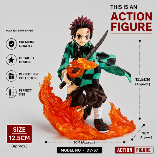 Tanjiro Kamado Flame Effect PVC Figure 12.5cm – Demon Slayer Anime Collectible Display Statue