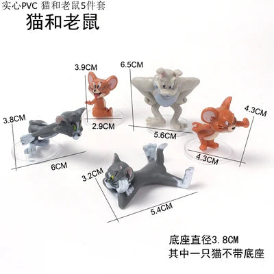 Tom and Jerry Mini PVC Figure Set | Classic Cartoon Collectible Display Figures