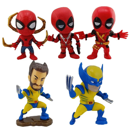 Marvel Chibi Superhero Action Figure Collection – Spider-Man, Deadpool & Wolverine PVC Collectible Display Figures