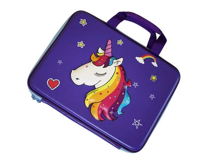 Purple Unicorn Hard Shell Carry Case – Rainbow Unicorn Zipper Bag for Kids
