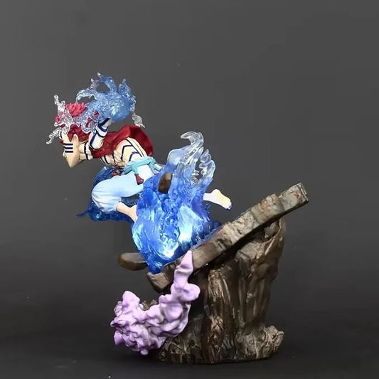 Demon Slayer Akaza Light-Up Statue – Upper Moon Three Blue Energy Effect Figure