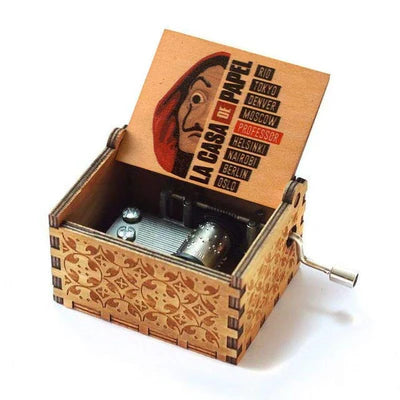 La Casa de Papel Wooden Music Box | Money Heist Hand Crank Mechanical Collectible