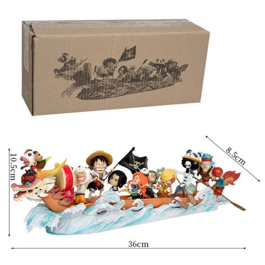 One Piece Straw Hat Pirates Going Merry Mini Figure Boat Diorama – Chibi Crew Collectible Display Statue (36cm)