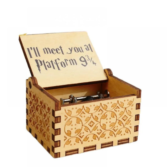 Platform 9¾ Wooden Music Box | Wizarding Inspired Hand Crank Musical Gift